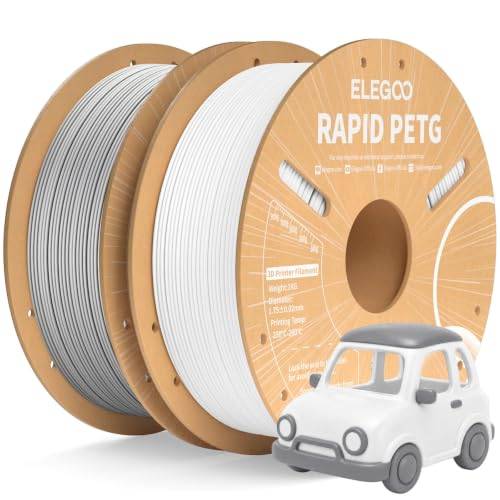 ELEGOO Rapid PETG-filament, 1,75 mm, vit grå, 2 kg, hög hastighet 600 mm/s, 3D-skrivarfilament, måttnoggrannhet +/- 0,02 mm, 2 kg kartongspole, lämplig för de flesta 3D-skrivare