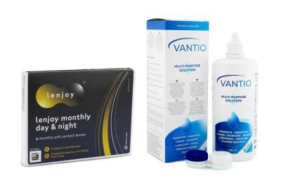 Lenjoy Monthly Day & Night (3 linser) + Vantio Multi-Purpose 360 ml med linsetui