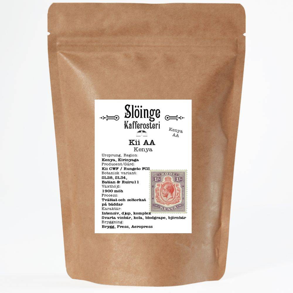 Slöinge kafferosteri - Kii AA - Kenya - Ljusrostade hela kaffebönor - 250g