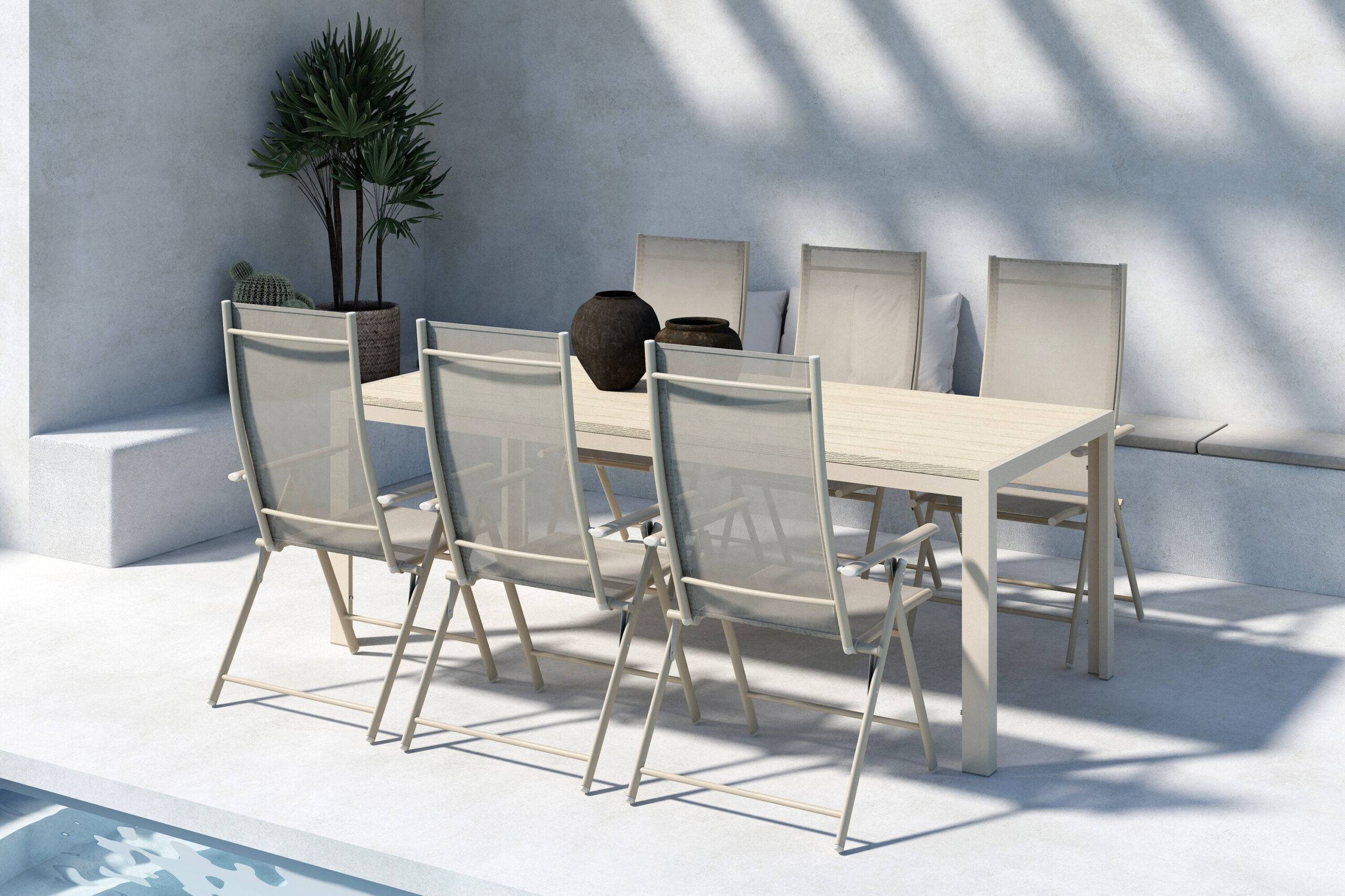 Mirko Dining Table - Beige + Levanzo Diningchair - Beige x 6
