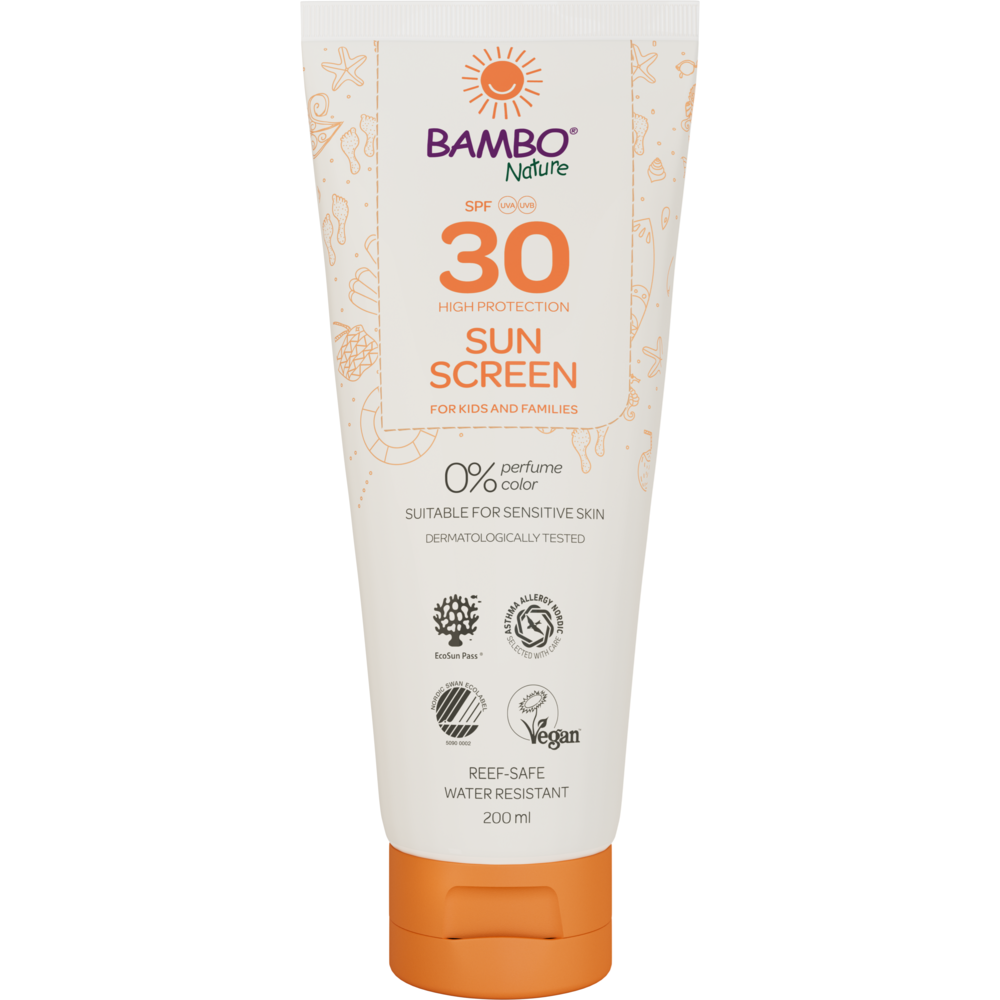 Solcreme Bambo Nature 200 ml SPF 30 uden farve og parfume - 6 stk.