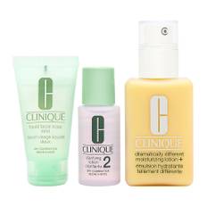 Fantastisk Skin Start Here 3 Step Set Clinique: Dramatisk anderledes lotion + parfumefri fugtgivende lotion dag og nat til ansigtet 125 ml + ansigtsre