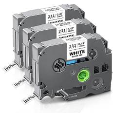 UniPlus Kompatible Tze 0,47 12mm Schriftband für Brother Tze-231 Tze231 Tz-231 TZc-231 Etikettenband für Brother P-Touch H105 E100 P300BT H107B H100R H110 D210 D400VP H200 1000 Cube, Schwarz auf Weiß