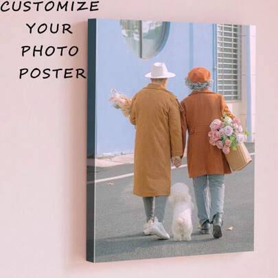 1 anpassad poster med DIY-ram eller ramlös poster, tryck ditt personliga foto på duk, väggdekoration, målning, väggmålning, duktryck, dukposter. Perfe - Svart (Multi-size)