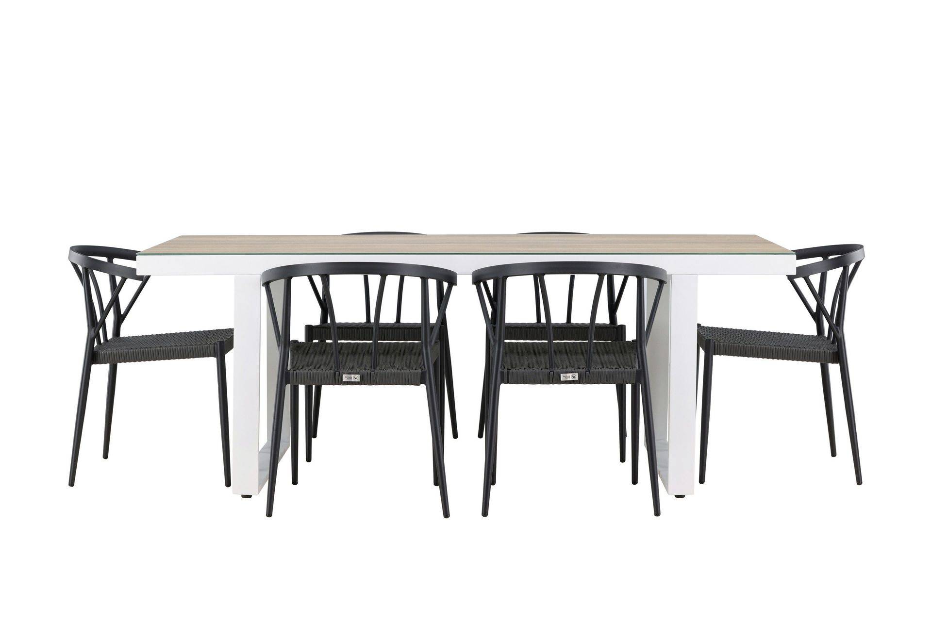 Venture Home Merlo Matgrupp Utomhus + 6 Utestolar - Vit utomhus Metall