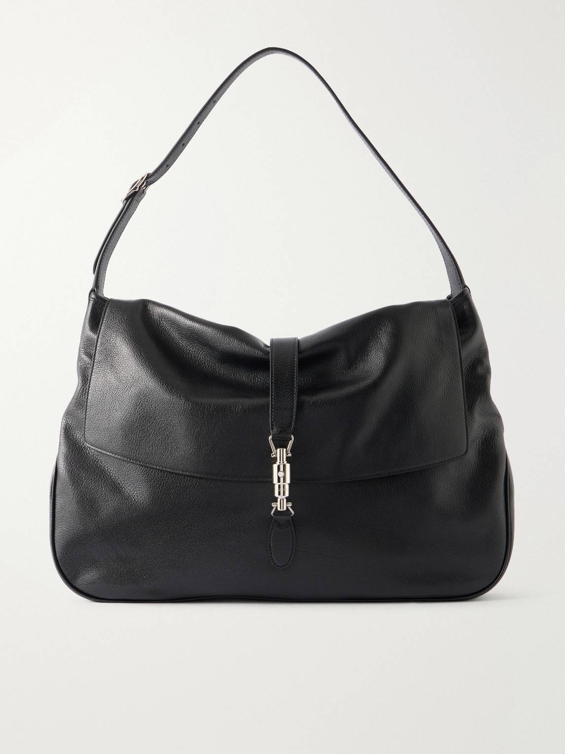 Gucci - Jackie Flap Full-Grained Leather Messenger Bag - Men - Black