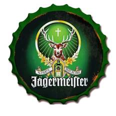 Retro Metalskilt - Jägermeister Grøn - Rund Ø 350 mm