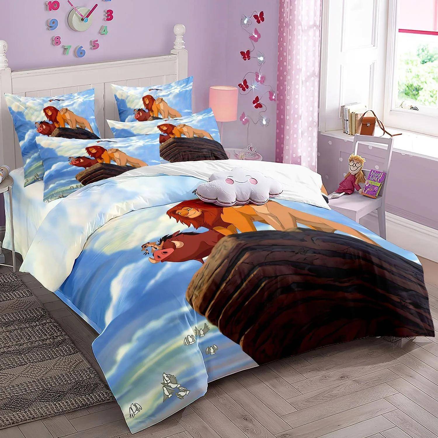 Animation Lejon Simba Påslakan för barn, Lejonkungen Sängkläder Set, Tonårspojke Enkel Twin Storlek Sängkläder Täcken Gåva 218cm