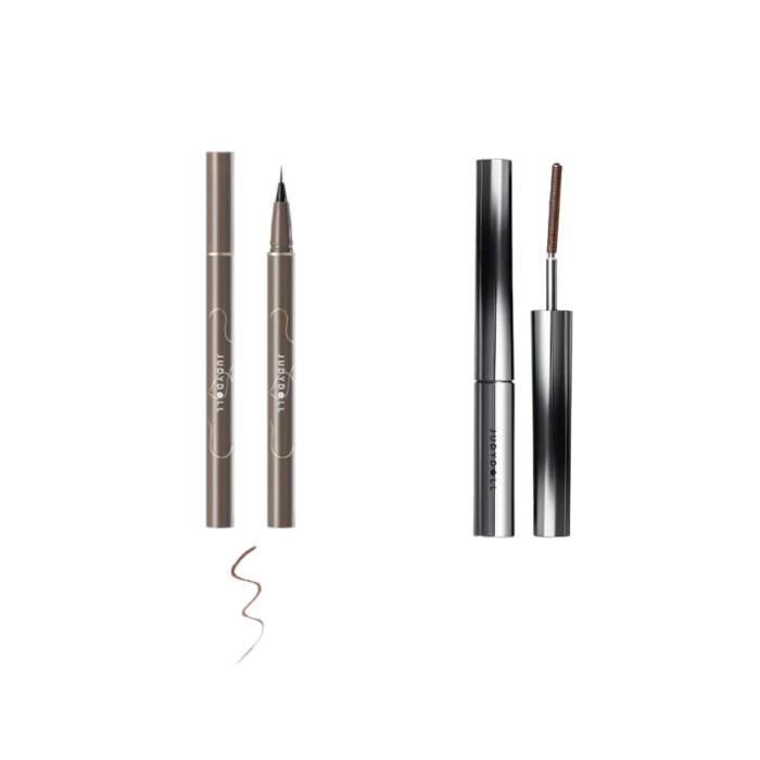 Judydoll - Slim Liquid Eyeliner - 0.5ml - 02 Deep Brown (1ea) & 3D Curling Eyelash Iron Mascara Curly - 2g - 02 Brown (1ea) Set - black