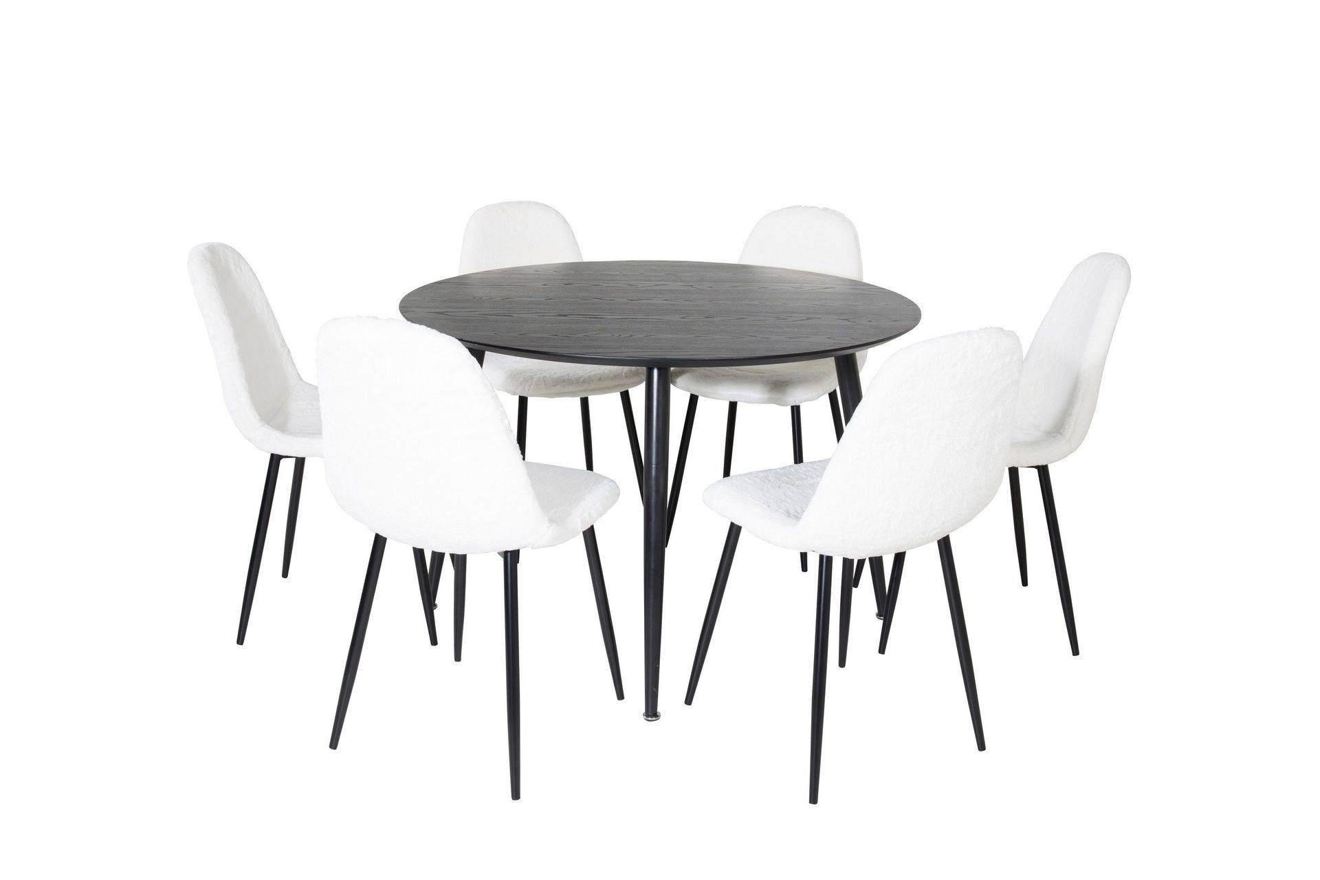 Venture Home Dipp Matgrupp 115 cm Rund med 6 Polar stolar - Svart Matgrupp & matbord med stolar
