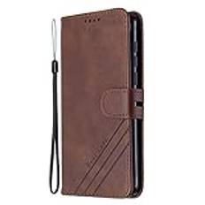 Telefon Flip Case Kompatibel med Motorola Moto E6 Play plånboksfodral, telefonfodral i PU-läder Magnetic Flip Folio-läderfodral Korthållare [Stötsäkert TPU inre skal] Skyddsfodral Telefonskydd(Kahvere