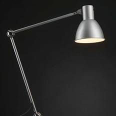 Skærmet skrivebordslampe med klemmefod - sølv