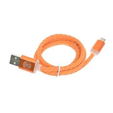 1m Leather Micro USB Cable - Orange