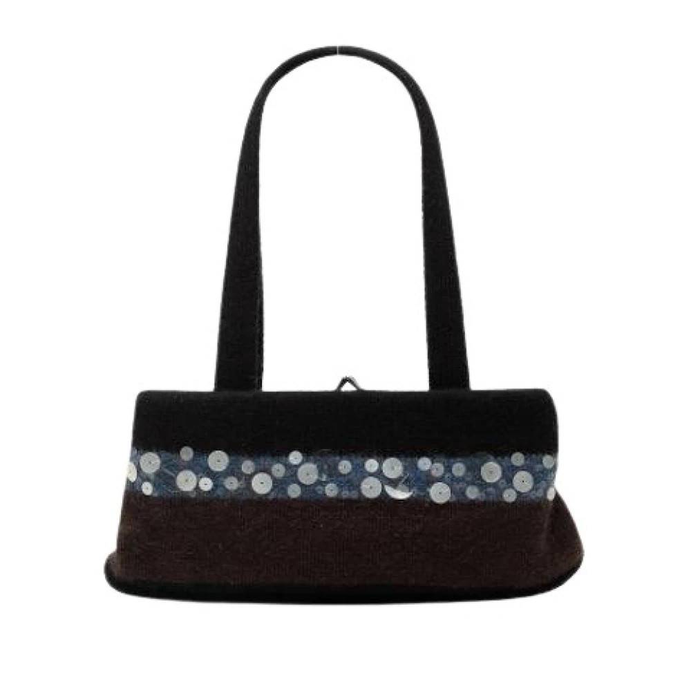 Bottega Veneta Vintage Pre-owned Uld Skuldertaske - Vintage - Dame - Sort - ONE SIZE - Uld
