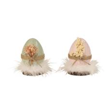 Dekorerat påskägg 12 cm högt - Rosa ägg