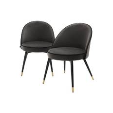 Cooper Dining Chair Dark Grey Velvet Set of 2