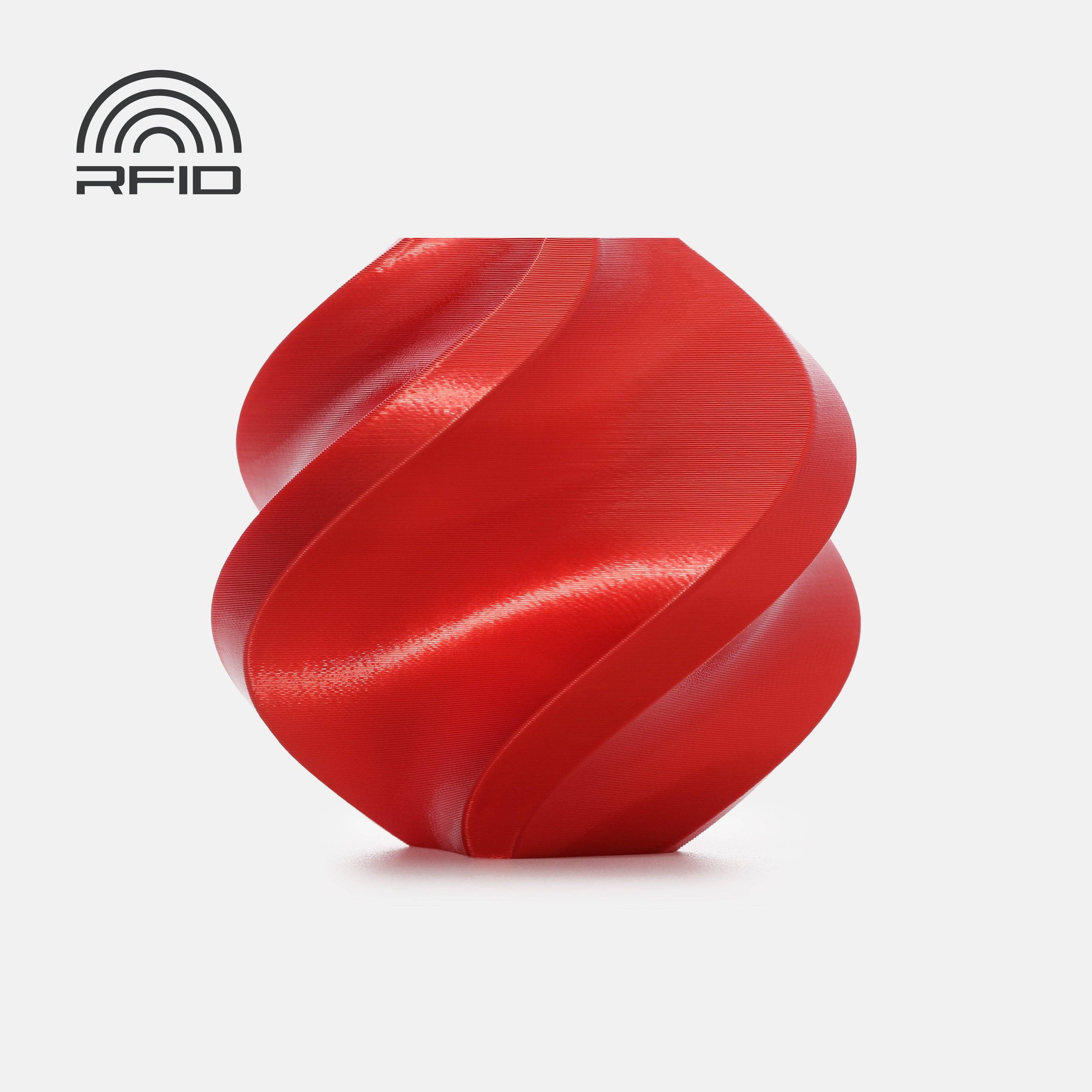 Bambu Lab PLA Silk+ - Candy Red (med spole)