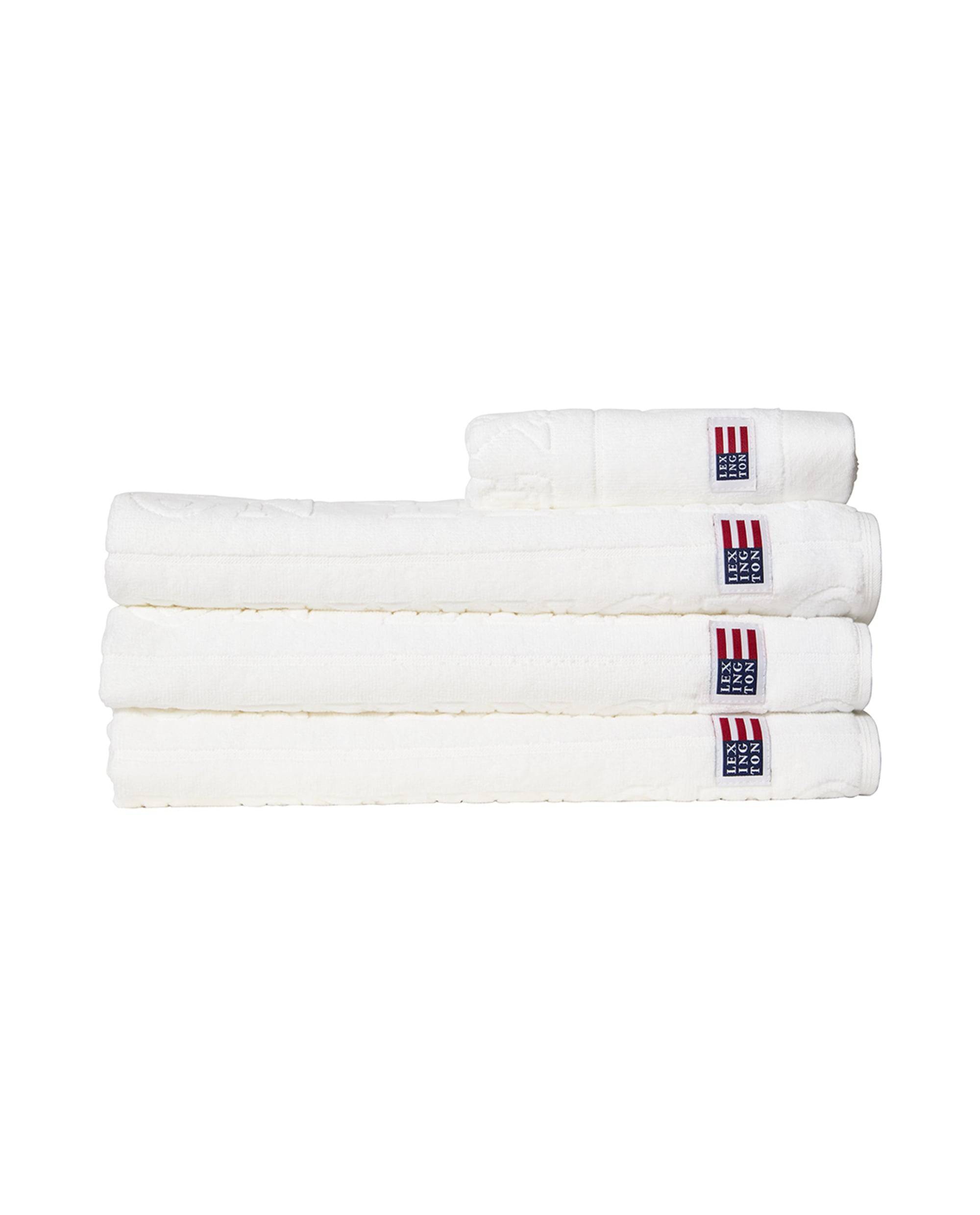 Lexington Velour jacquard logo handduk, vit