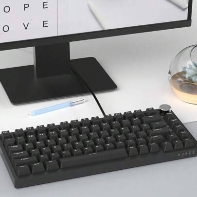 Ajazz AK820 82-tangenters trådbundet mekaniskt speltangentbord, begränsad upplaga, lämplig för PC och bärbar dator - Svart (En-Storlek)