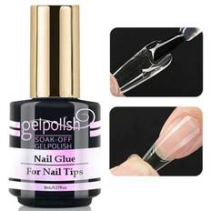 Superstarkt nagellim för akrylnaglar, nageltips, press-on-naglar, lösnaglar, salongskvalitet, nagellim med pensel, enkel applicering, hållbart och lån - Genomskinlig