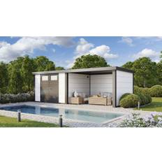 Redskapsbod TELLURIA Classico Lounge 3330 inkl. sidoutbyggnad höger 671x298cm vit