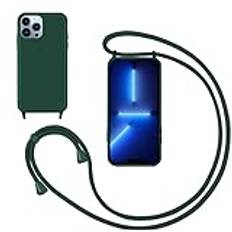 GoodcAcy Mobiltelefonkedja mobiltelefonfodral för iPhone 13 Pro, Smartphone Necklace fodral med band skyddsfodral med kedja för att hänga halsband flytande silikonfodral för iPhone 13 Pro, grön