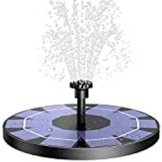 AISITIN Solcellsfontän med 3,0 W solpanel, solcellspump, inbyggd 1 200 mAh batteri, vattenpump, solcells flytande fontänpump med 6 fontänstilar för trädgård, fågelbad, akvarium