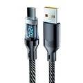 120W USB-A to Type-C Cable with Digital Display Fast Charging Data Transmission Copper Core Line 1M/2M Long for iPhone 15 15 Plus for Huawei Pura 70 Ultra for Xiaomi Civi 4 Pro for Samsung Galaxy S24 - Type-C to USB Cable 1M