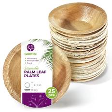 25 runda engångstallrikar i palmblad 10 cm engångs. Bordsdukning för grillfest, picknick och födelsedagskalas, liknar bambu, mer robust än papperstallrikar