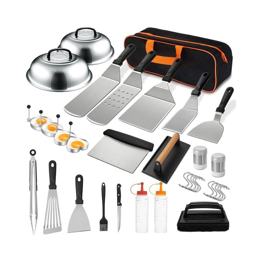 35PCS Griddle Accessories Kit, Flat Top Grill Accessories Set, Grill Spatula Set with Spatulas, Basting Cover, Scraper