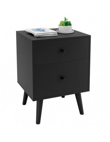 Sengebord med 2 skuffer i mdf B45 x D40 cm - Sort