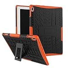 Tablett PC väska, fodral Tablet Cover Compatible with Lenovo Tab 4 10 tum/TAB-X304F Däcktextur Stötskydd TPU + PC Skyddsväska med vikningshandtag(Orange)