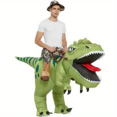 TEMU Adult Inflatable Dinosaur Costume With Rider - Cute Cartoon Halloween Cosplay Outfit, Dino Mascot Suit For Parties, Festivals & Themed Events, Party Attire, Design, Functional Design