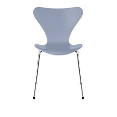 Fritz Hansen - 3107 Sjuan, Lackad, Lavender Blue, Underrede Förkromat Stål - Spisebordsstole - Arne Jacobsen - Blå - Metal/Træ