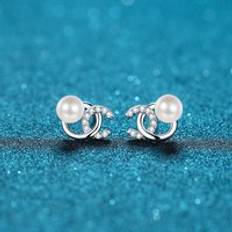 Wholesale Fashion Jewellery Stylish Women Excesories Mother of S925 Siver D Color Moissanite Pearls Flower Earings