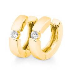 Solitaire diamantcreoler Ø16 mm 0,20 ct i 14 karat guld