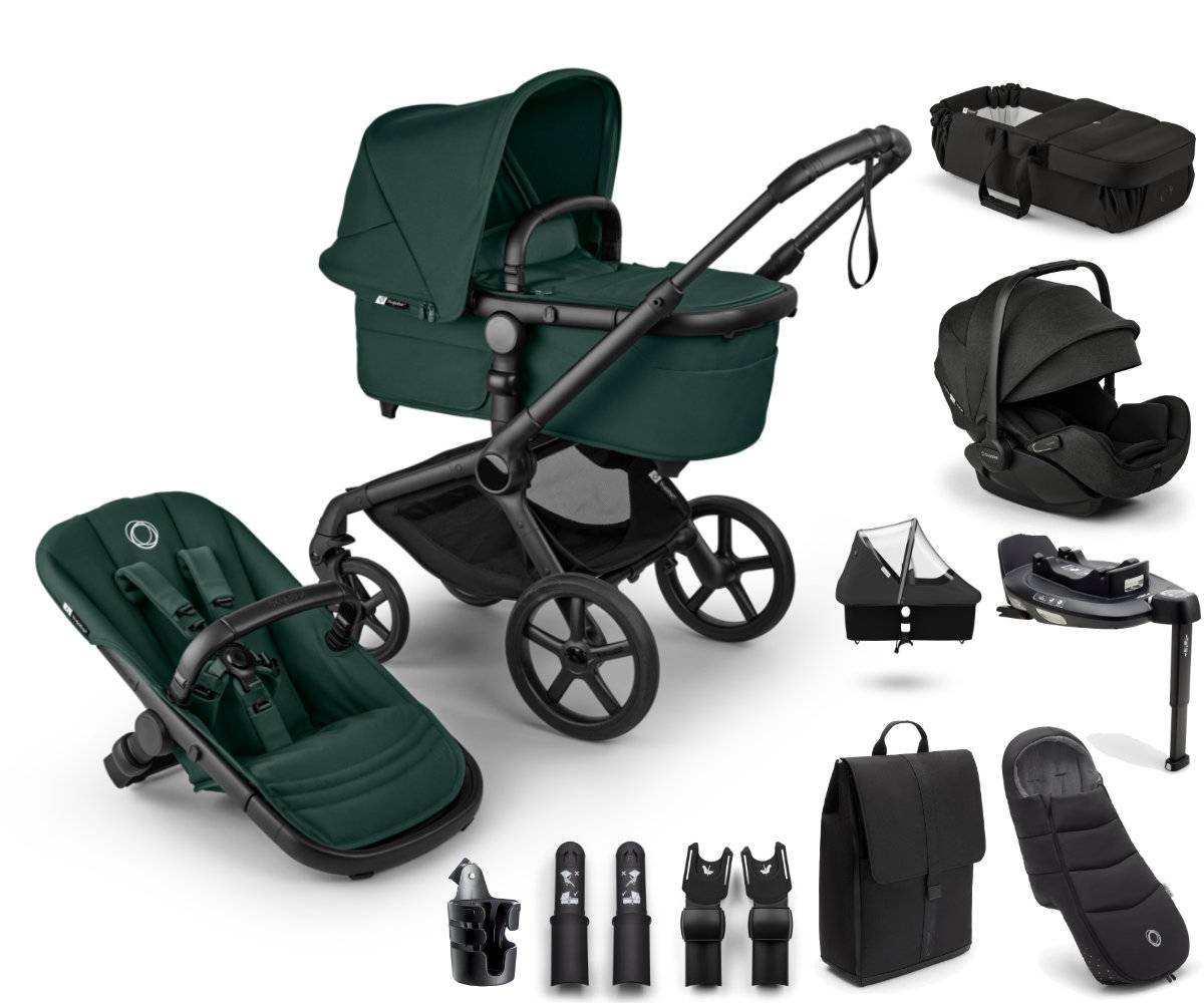 Bugaboo Fox 5 Renew Stroller Set 9-in-1 All in One - Black / Fern Green
