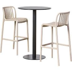 Andorra. barbord med 2 Messina barstole - Sandy grey (På lager i butik)