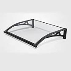 Utomhus baldakin markis med aluminiumfäste polykarbonat fönster markis för UV regn och snöskydd veranda uteplats däckdörr ingång fönster markis (100 x 240 cm/39,3 x 94,4 tum)