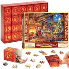Adventskalender 2024 Julpussel,Adventskalender Pussel Julkalender 2024,24 Dagars Julpussel Nedräkningskalender,Jul Nedräkningskalender Pussel för Barn Vuxna Rolig Julspelspresent Väggdekoration