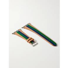 La Californienne - Ivy Striped Leather Watch Strap - Men - Green
