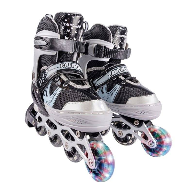 California Inline Rulleskøjter Sort/Grå Med Lys – Flere Størrelser!