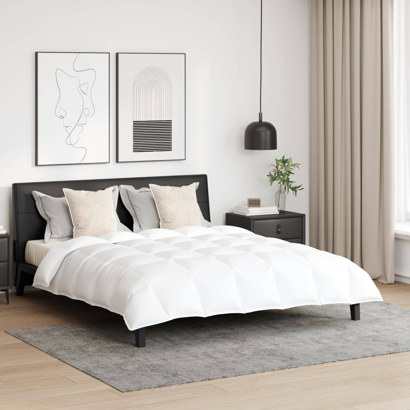 Dynebetræk sæt med 2 puder - hvid dun/fjer, 200 × 220 cm