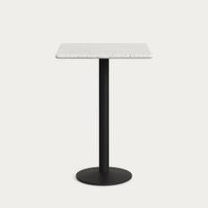 KAVE HOME Saura udendørs høj barbord, kvadratisk - hvid terrazzo og sort metal (70x70x99)