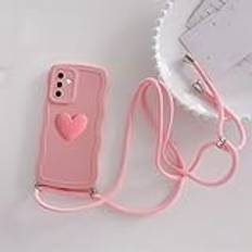 A 54 34 14 Love Heart Crossbody Lanyard Silikonfodral För Samsung Galaxy A54 A34 A14 5g A24 4g A04s A15 A25 A35 Curly Wavy Cover,DBLAXGS Rosa,För A54 5G