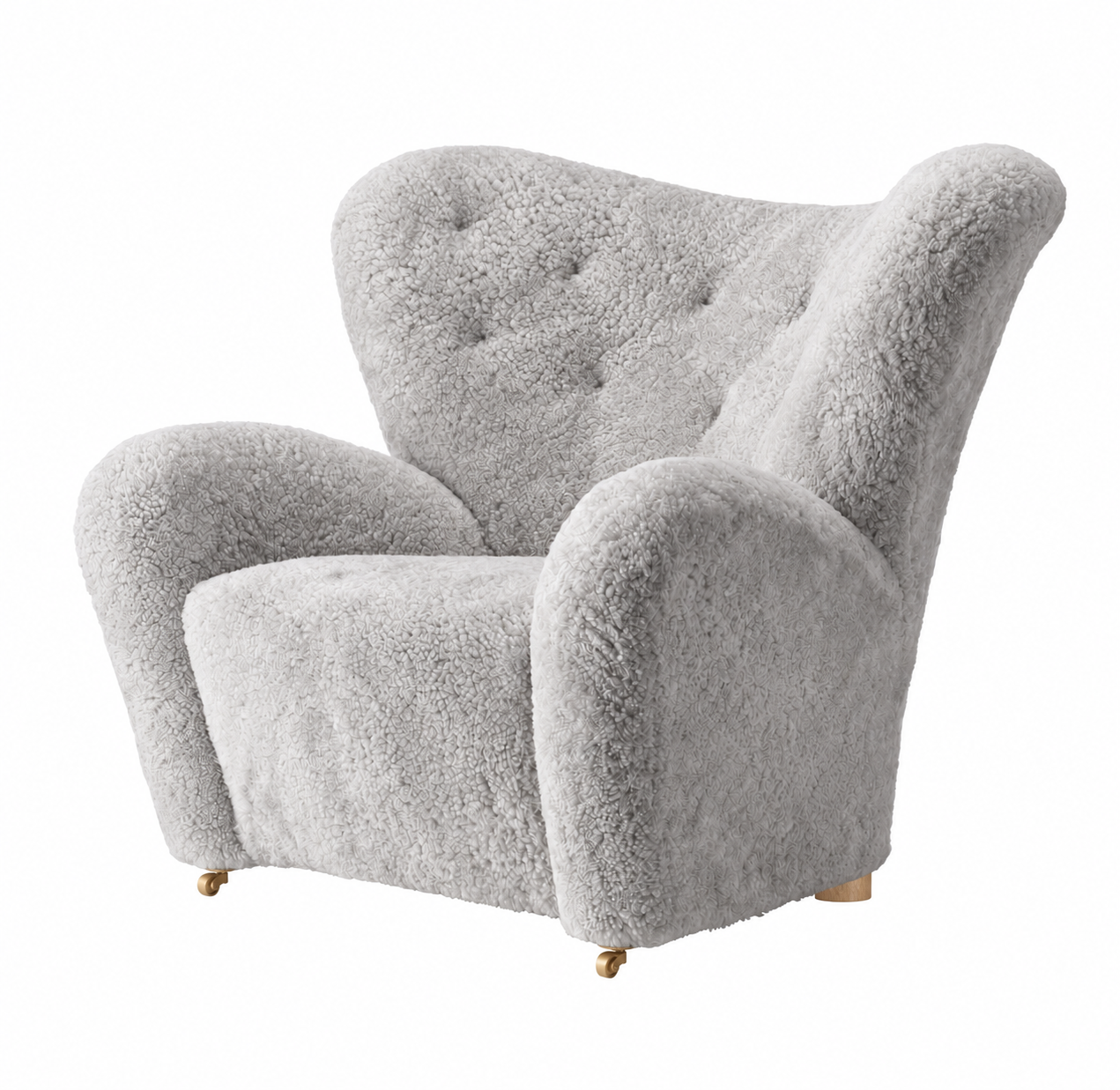 Den Trætte Mand Lænestol, Sheepskin fra Audo Copenhagen Natural Oak - Sheepskin Green Tea - Jacobsen Plus