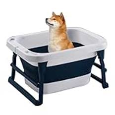 Hundbadkar, kattbadkar, hundbadkar, katt husdjur multifunktionellt hopfällbart hundpool husdjur badkar med dräneringshål, hopfällbart tvättbadkar badkar, badkar för små husdjur, blå