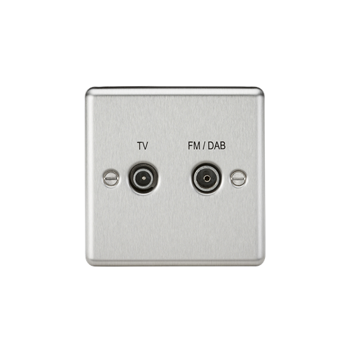 KnightsBridge Diplex TV & FM Dab Outlet - Rounded Edge Brushed Chrome