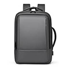 FANDARE Business casual ryggsäck laptop ryggsäck reseryggsäck ryggsäck för män laptop ryggsäck arbetsväska vattentät ryggsäck expanderbar ryggsäck med USB-laddningsport PU-film dagväska, Grå, L