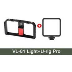 Ulanzivl 81 3200k-5600k 850lm 6.5w dimbar mini led video ljus smartphone slr kamera uppladdningsbar vlog fyllningslampa - Brun